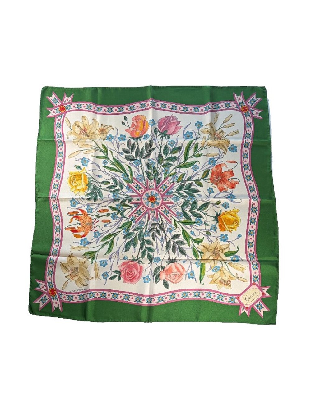 Vintage Gucci V. Accornero Floral Silk Scarf 34"